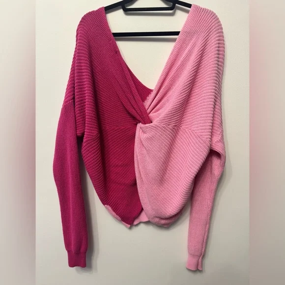 Superdown Reversible Color block Pink Sweater - Picture 3 of 5